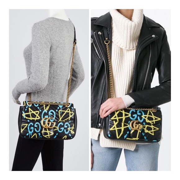 ☺️SOLD☺️AUTHENTIC GUCCI CROSSBODY QUILTED GHOST MARMONT MEDIUM BAG - Picture 9 of 13